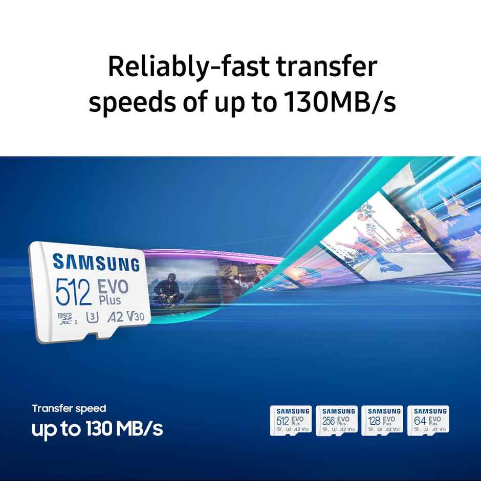 Samsung Evo Plus 256Gb Microsdxc Uhs-Iu3 160Mb/S Fullhd & 4Kuhd Memory Card With Adapter